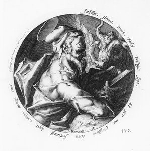Szent Lukács, Jacob II de Gheyn (1565-1629) metszete alkotó: Hendrik Goltzius